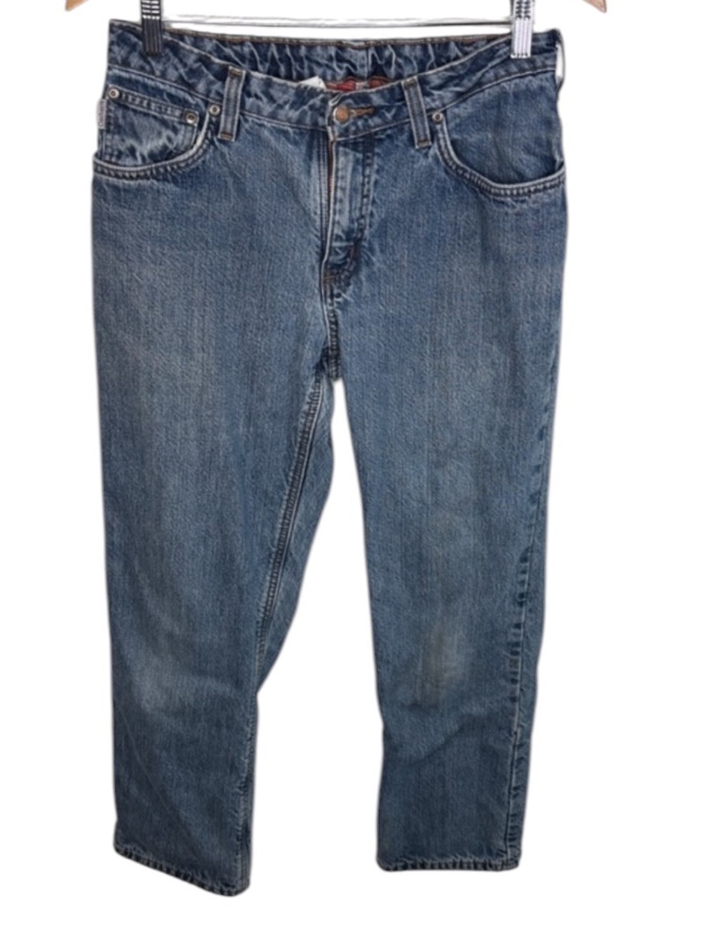 Carhartt Red Flannel Lined Medium Wash Jeans Women Size 6x30 BLEMISH